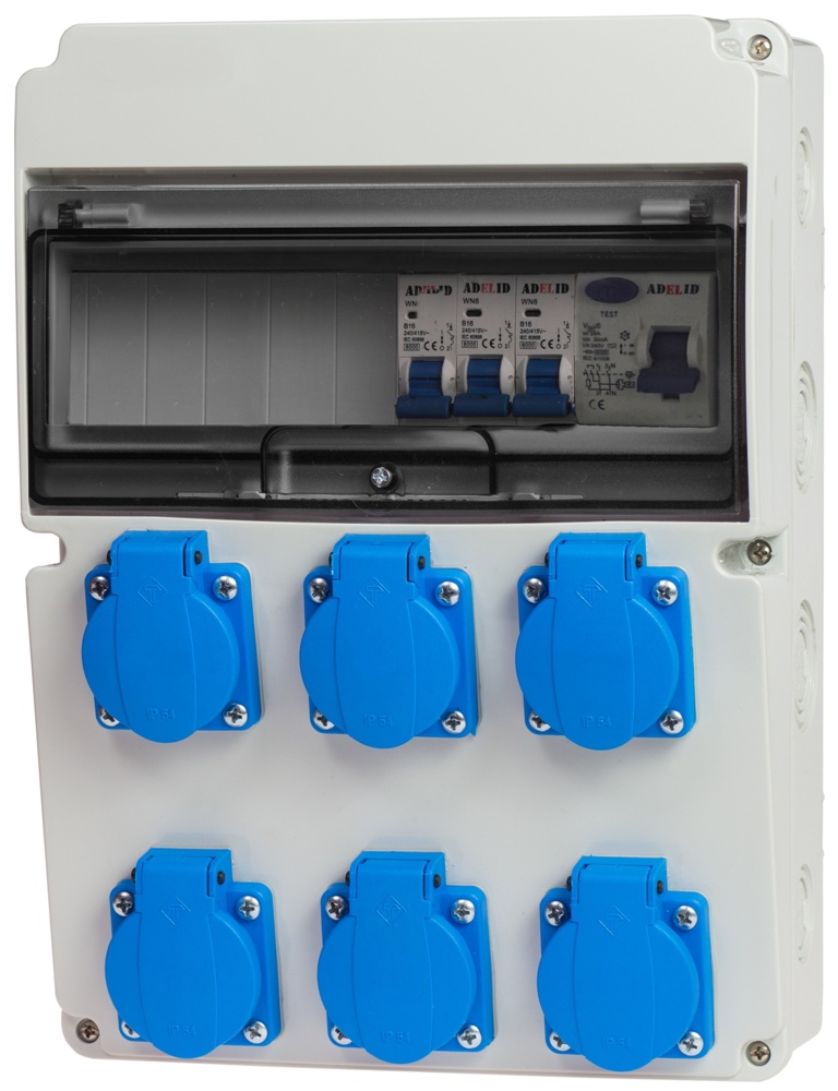 Rozdzielnica RSW 6x 230V, z różnicówką 25A, zabezpieczona 16A "B"