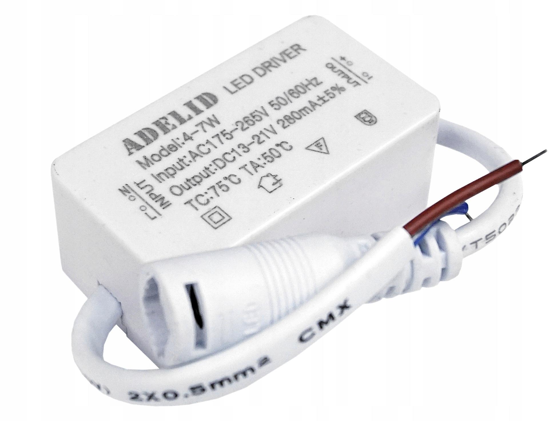 Zasilacz do LED driver 4-7W 13-21V 300mA